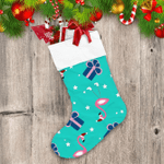 Christmas Flamingo With A Gift For Packaging Christmas Stocking