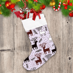 Christmas Winter With Deer And Fir Branches Christmas Stocking