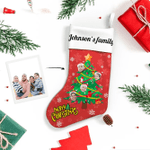 Custom Face Christmas Stocking Christmas Gift Happy Family With Text