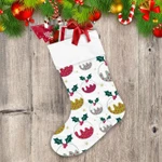 Cute Pudding With Cream And Holly Leaves Illustration Christmas Stocking