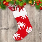 White And Red Christmas Bells With Bows Christmas Stocking