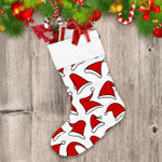 Christmas Red Santa Hats In White Background Christmas Stocking