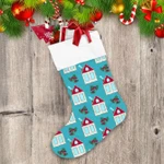Christmas Decorated Warm Houses And Holly Berries Pattern Christmas Stocking