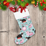 Abstract Funny Cat Black And Pink Christmas Stocking