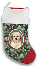 Amazing Cavachon Christmas Stocking Christmas Gift Green And Red Candy Cane Bone