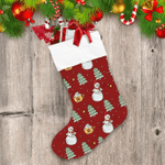 Snowman Christmas Tree Mug Of Hot Chocolate And Stars Christmas Stocking