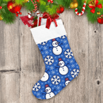 Xmas Snowmen And Big White Snowflakes Christmas Stocking