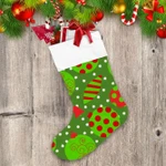 Big Sized Christmas Toys With Jingle Bells Dot Stripe Pattern Christmas Stocking