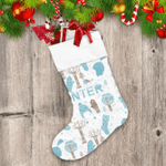 White Background Knitting Style Winter Holiday Elements Christmas Stocking