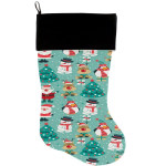 Frosty And Friends Pine Tree Light Turquoise Christmas Stocking Christmas Gift