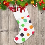 Multicolored Christmas Ball Icons On White Background Christmas Stocking