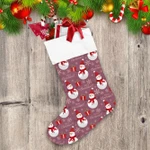 Christmas Happy Snowman Wear Santa Hat And Red Scarf Christmas Stocking Christmas Gift