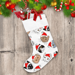 Cute Face Cat With Christmas Red Hat Christmas Stocking