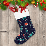 Christmas Candy Cane And Sweet Lollipop Christmas Stocking