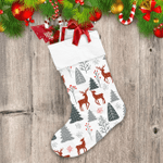 Christmas Trees Red Deers And Snowflakes Christmas Stocking