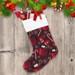 Mittens And Christmas Hot Chocolate With Candy Cane Christmas Stocking