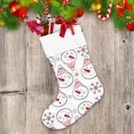 Heads Of Snowman In Hat On White Background Christmas Stocking