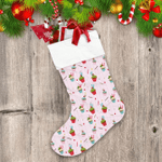 Colorful Cupcakes With Cherry On Top Pink Background Christmas Stocking