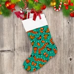 Ideal Doodle Scarf Socks And Mittens On Green Background Christmas Stocking