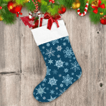 Separate Kinds Of Snowflakes Christmas Elements On Blue Background Christmas Stocking