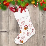 Little Red Robin Bird Santa Claus Hat With Berries Pattern Christmas Stocking