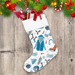 Merry Christmas With Holly Winter Clothers And Scarf Christmas Stocking