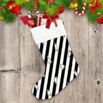 Black Ring Bell Icon On Stripes Scarf Isolated Tile Pattern Christmas Stocking