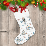 Winter Birds Pine Branches And Holly Berries Christmas Stocking