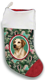 Love Fido Yellow Labrador Christmas Stocking Christmas Gift Green And Red Candy Cane Bone