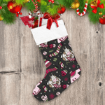 Merry Christmas Hygge Cow Knits Sweater Scarf Doodle Pattern Christmas Stocking