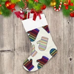 Colorful Knitted Mittens Glove Embroidery Illustration Christmas Stocking