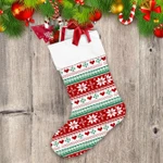 Knitted Christmas Ornate With Heart Snowflakes Pattern Christmas Stocking
