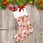 Cute Cartoon Christmas Santa Reindeers And Snowmans Christmas Stocking