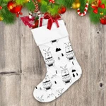 Christmas With Polar Bear And Snow Black White Christmas Stocking