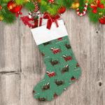 Cartoon Winter Dachshunds Snowflakes And Stack Gift Boxes Christmas Stocking