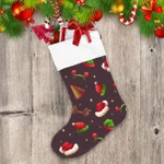 Christmas Santa Hat And Deerhorn Christmas Stocking