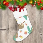 Funny Sloth With Christmas Gift And Sock Christmas Stocking