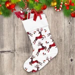 Amazing Reindeer On Tartan Pattern And Berries With Leaves Christmas Stocking