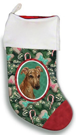 Attractive Greyhound Red Christmas Gift Christmas Stocking Candy Cane Dark Green And Red