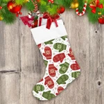 Red And Green Mittens Glove With Knitted Snowflakes Pattern Christmas Stocking