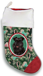 Schnauzer Black Uncropped Portrait Tree Candy Cane Christmas Stocking Christmas Gift Red And Green