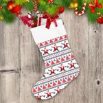 Knitted Christmas And New Year Pattern Of Santa Claus And Trees Christmas Stocking