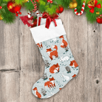 Red Foxes And White Hare In The Woodland Christmas Stocking