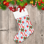 Christmas Santa Hat Candy Cane And Holly Berry Christmas Stocking