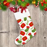 Gift Boxes Christmas Socks And Fir Branches Christmas Stocking