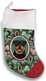 Marvellous Rottweiler Christmas Stocking Christmas Gift Green And Red Candy Cane Bone