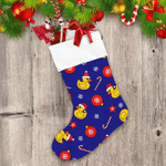 Yellow Rubber Ducklings In Red Christmas Santa Hats Christmas Stocking