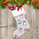 Christmas With Penguins Skating Cartoon Background Christmas Stocking