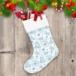 Merry Christmas Holiday Outline Winter Scarf And Gloves Pattern Christmas Stocking