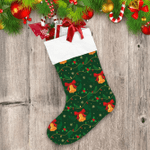 Christmas Bells With Lights Holly Leaves Decorations Pattern Christmas Stocking